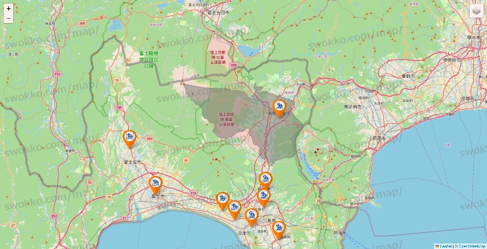 静岡県のコメダ珈琲の店舗地図