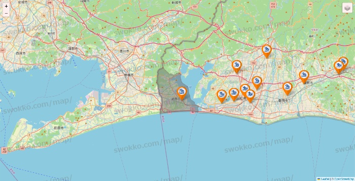 静岡県のコメダ珈琲の店舗地図