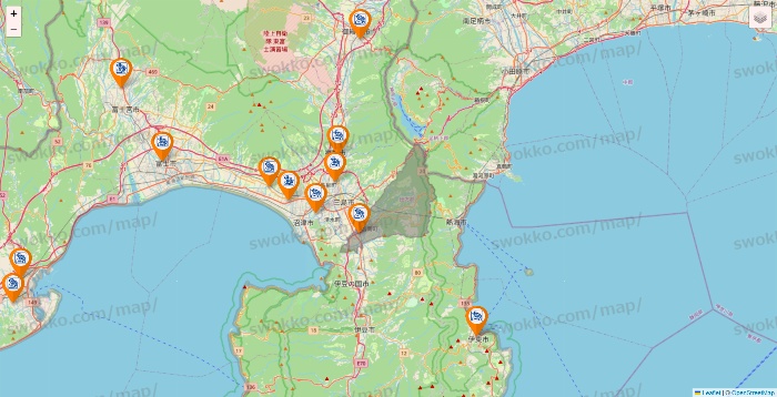 静岡県のコメダ珈琲の店舗地図