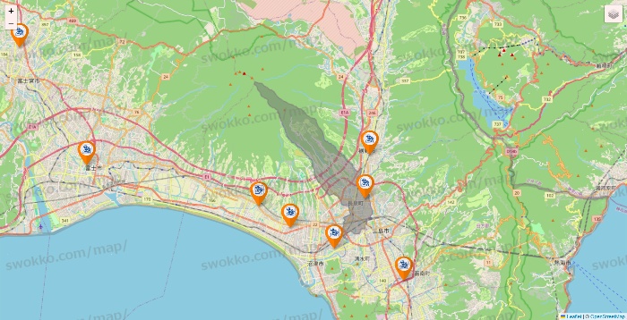 静岡県のコメダ珈琲の店舗地図