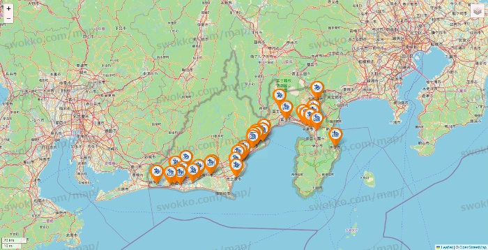 静岡県のコメダ珈琲の店舗地図
