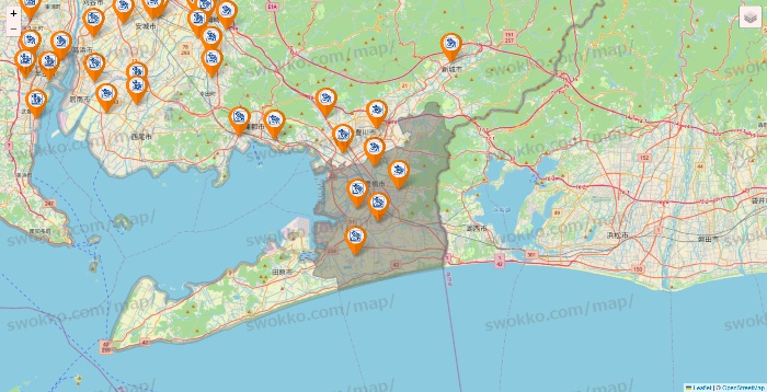 愛知県のコメダ珈琲の店舗地図