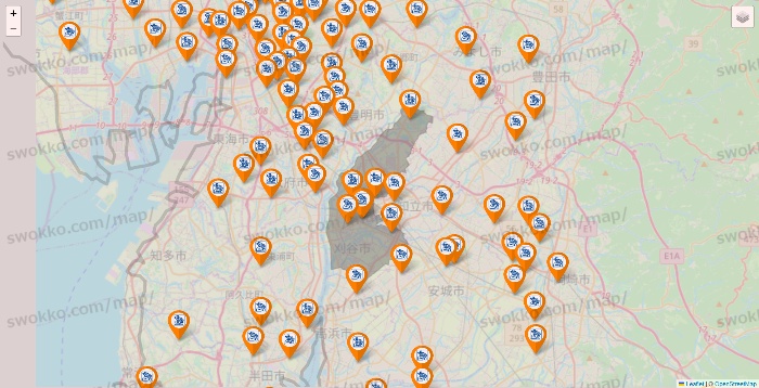 愛知県のコメダ珈琲の店舗地図