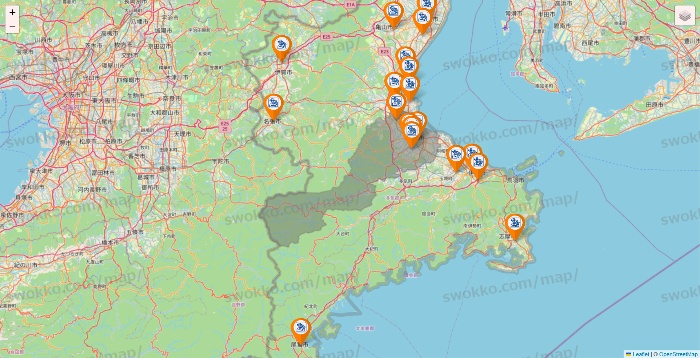 三重県のコメダ珈琲の店舗地図