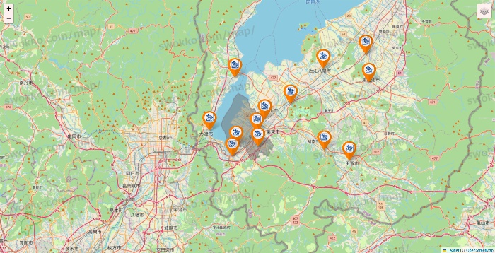 滋賀県のコメダ珈琲の店舗地図