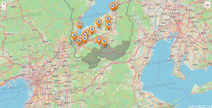 滋賀県のコメダ珈琲の店舗地図