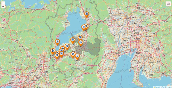 滋賀県のコメダ珈琲の店舗地図