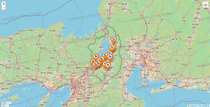 滋賀県のコメダ珈琲の店舗地図