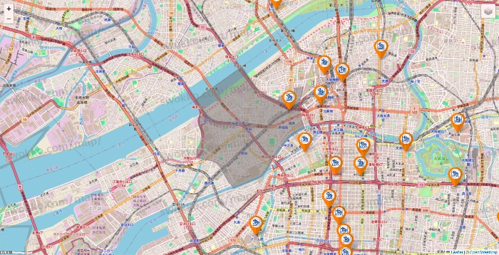 大阪府のコメダ珈琲の店舗地図