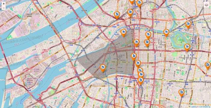 大阪府のコメダ珈琲の店舗地図