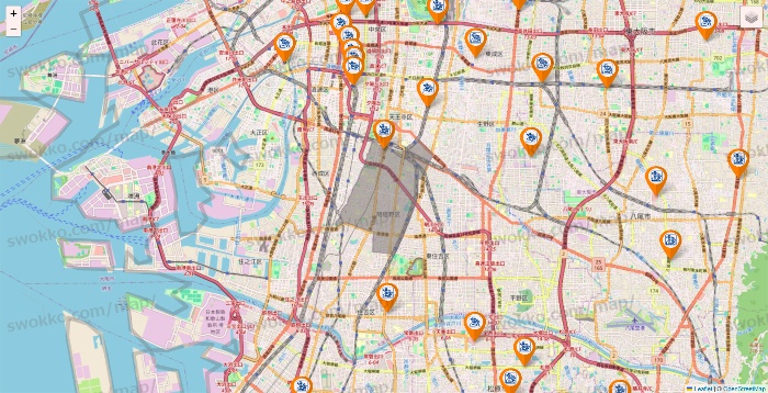 大阪府のコメダ珈琲の店舗地図