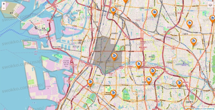 大阪府のコメダ珈琲の店舗地図