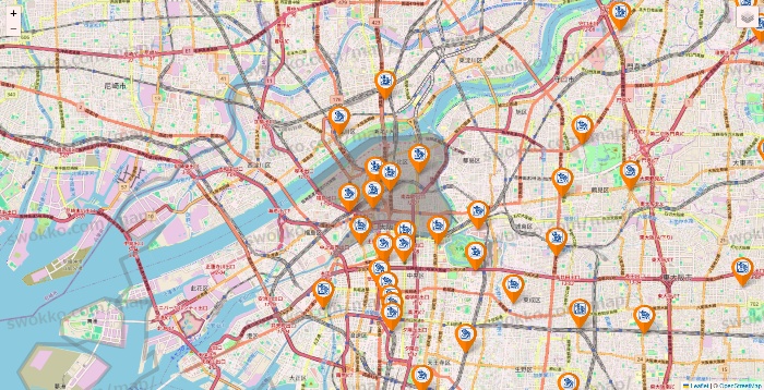 大阪府のコメダ珈琲の店舗地図