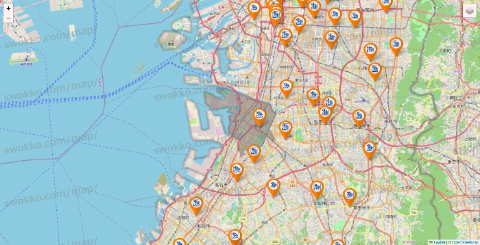 大阪府のコメダ珈琲の店舗地図
