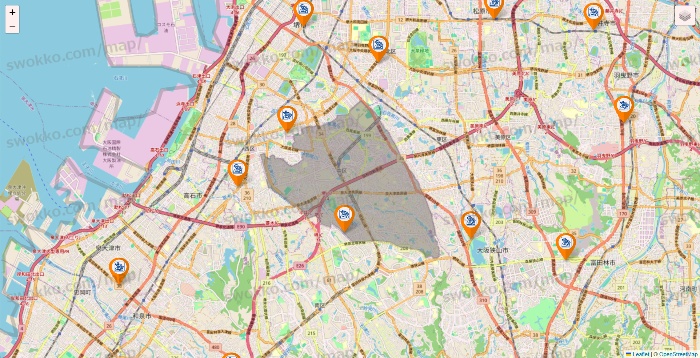 大阪府のコメダ珈琲の店舗地図