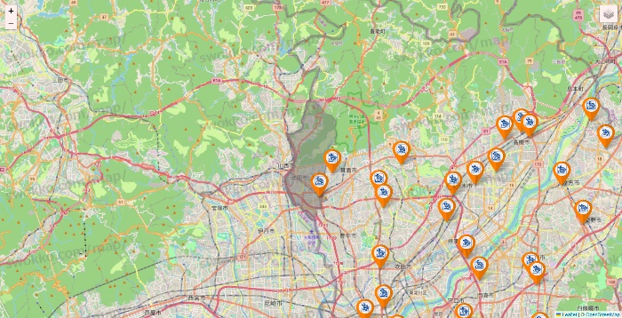 大阪府のコメダ珈琲の店舗地図