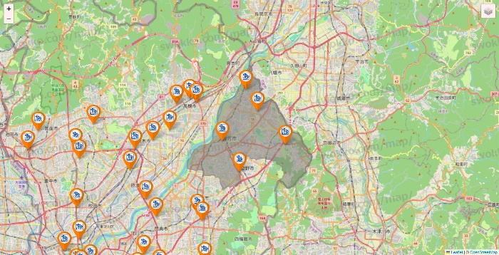 大阪府のコメダ珈琲の店舗地図