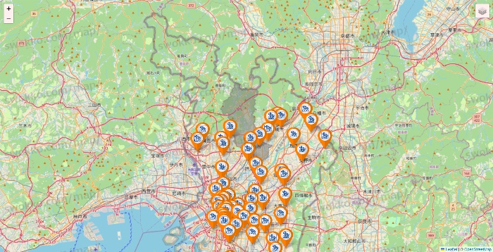 大阪府のコメダ珈琲の店舗地図
