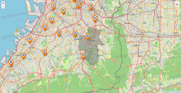 大阪府のコメダ珈琲の店舗地図