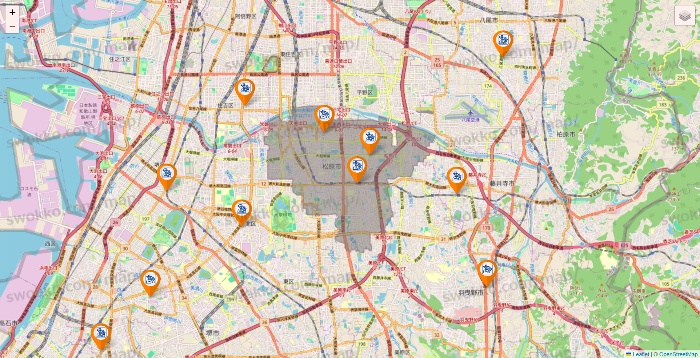 大阪府のコメダ珈琲の店舗地図