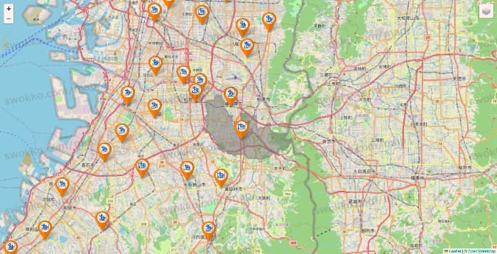 大阪府のコメダ珈琲の店舗地図