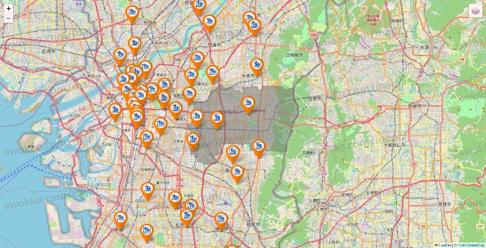 大阪府のコメダ珈琲の店舗地図