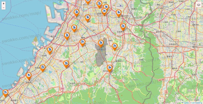 大阪府のコメダ珈琲の店舗地図