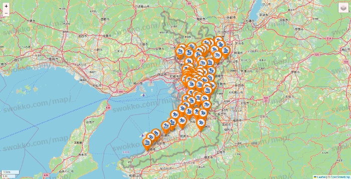 大阪府のコメダ珈琲の店舗地図