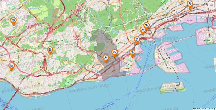 兵庫県のコメダ珈琲の店舗地図