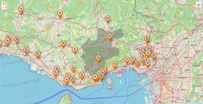 兵庫県のコメダ珈琲の店舗地図