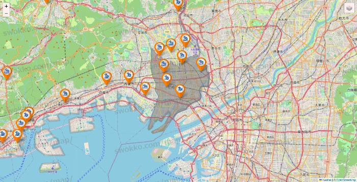 兵庫県のコメダ珈琲の店舗地図