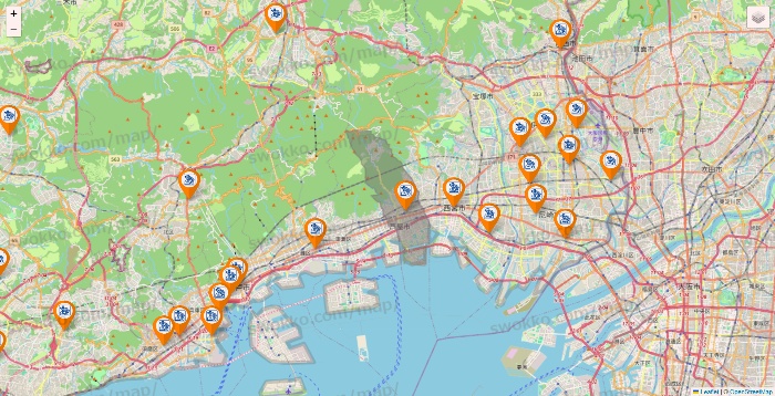 兵庫県のコメダ珈琲の店舗地図