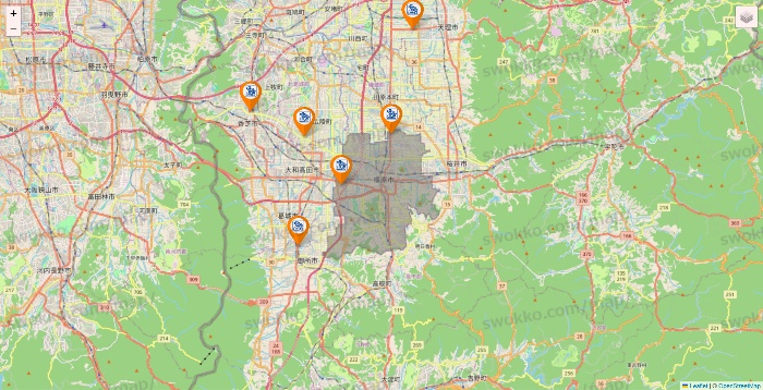 奈良県のコメダ珈琲の店舗地図