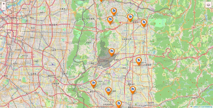 奈良県のコメダ珈琲の店舗地図