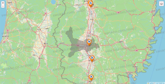 岩手県のコメダ珈琲の店舗地図
