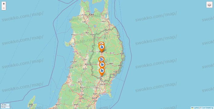 岩手県のコメダ珈琲の店舗地図