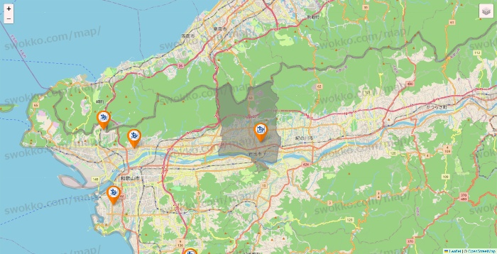 和歌山県のコメダ珈琲の店舗地図