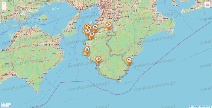 和歌山県のコメダ珈琲の店舗地図