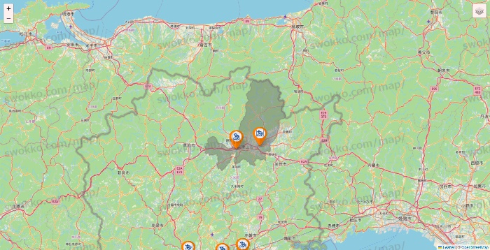 岡山県のコメダ珈琲の店舗地図