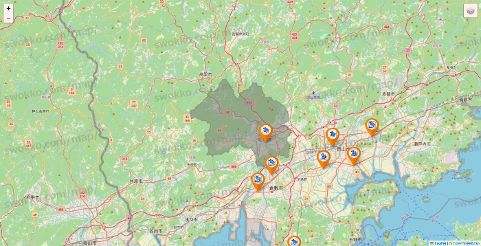 岡山県のコメダ珈琲の店舗地図