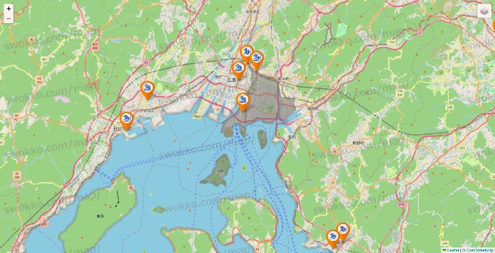 広島県のコメダ珈琲の店舗地図