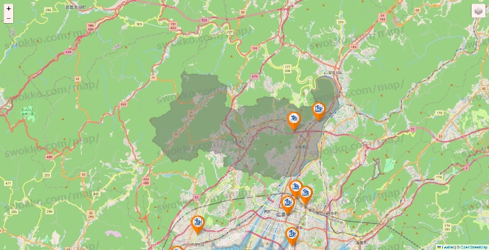 広島県のコメダ珈琲の店舗地図