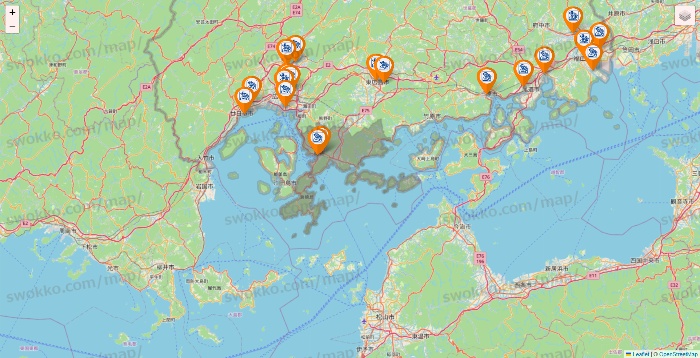 広島県のコメダ珈琲の店舗地図