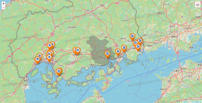 広島県のコメダ珈琲の店舗地図