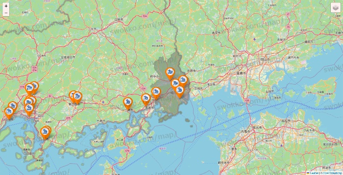 広島県のコメダ珈琲の店舗地図