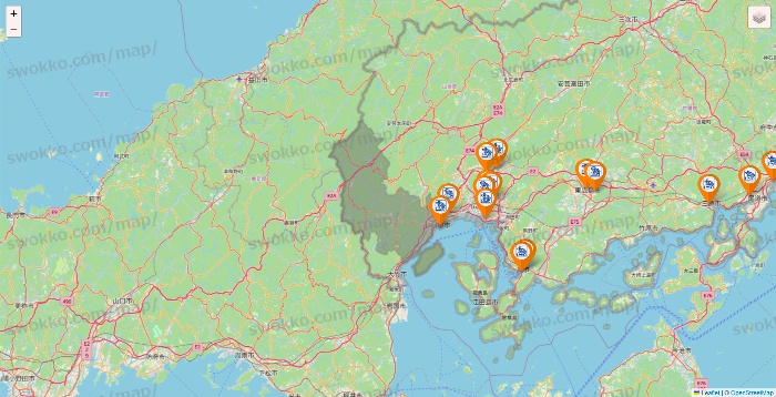広島県のコメダ珈琲の店舗地図