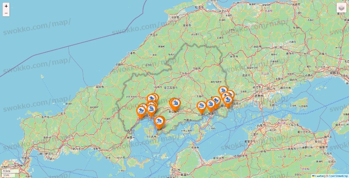 広島県のコメダ珈琲の店舗地図