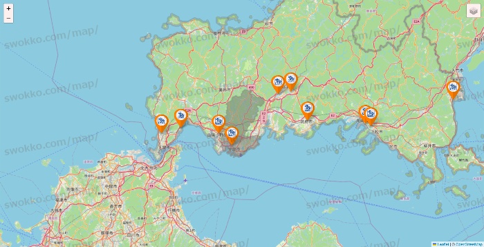 山口県のコメダ珈琲の店舗地図