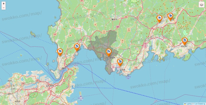 山口県のコメダ珈琲の店舗地図