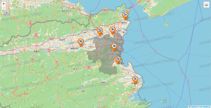 徳島県のコメダ珈琲の店舗地図